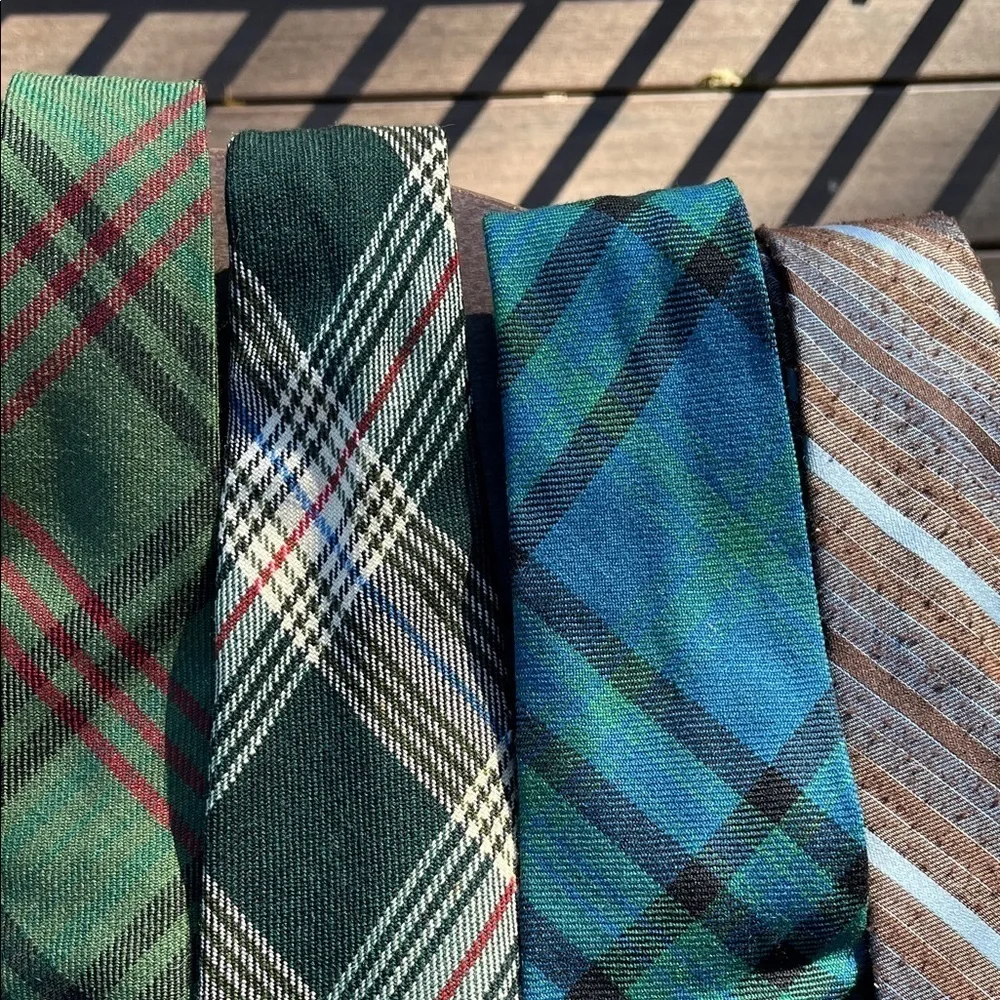 Vintage Men's Plaid Striped and Wool Ties Bundle - Set of 7